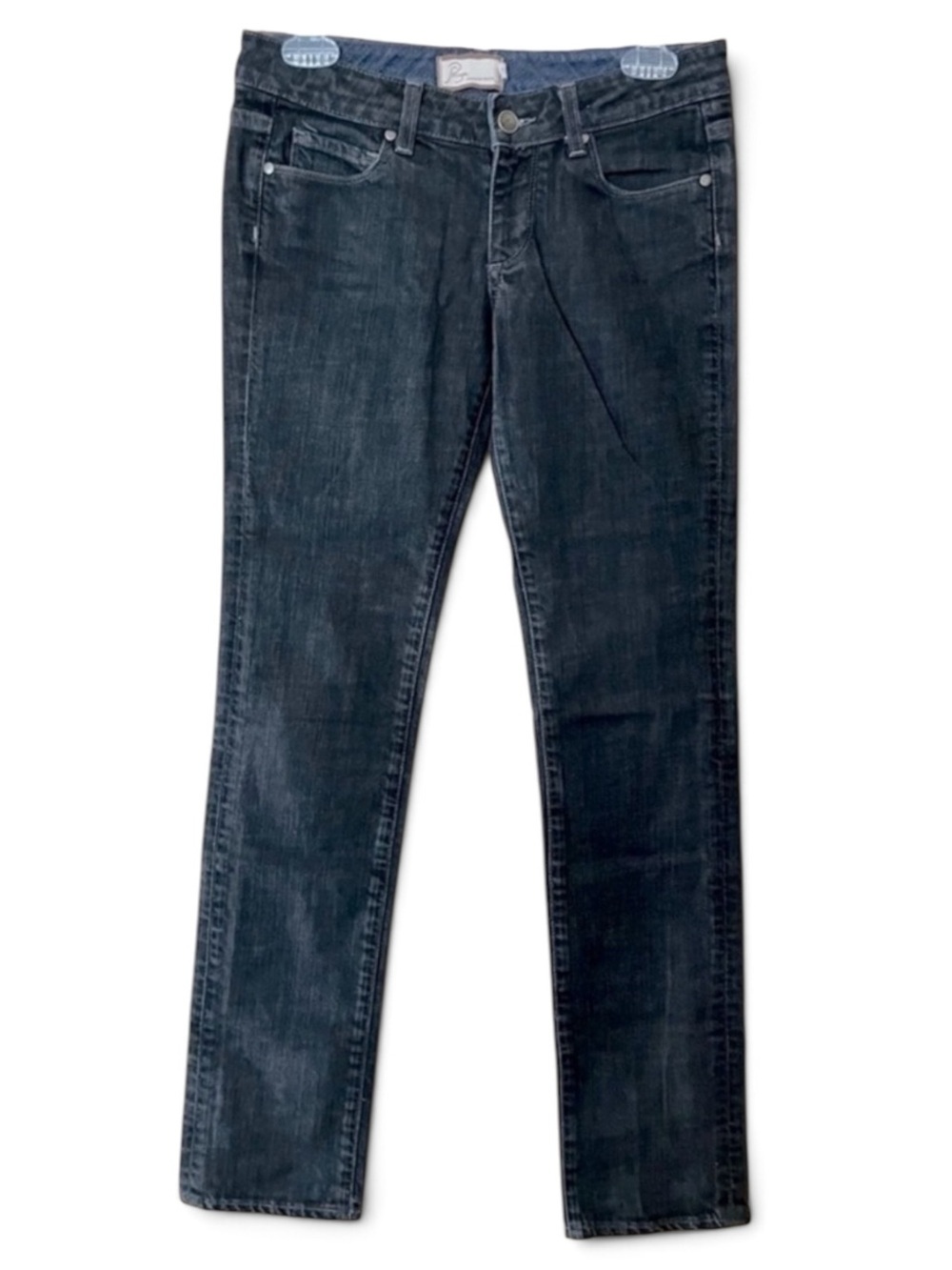 PAIGE Dark Black Straight Leg Long Jeans